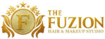 The Fuzion Hair & Makeup Studio premium salon logo in rose gold